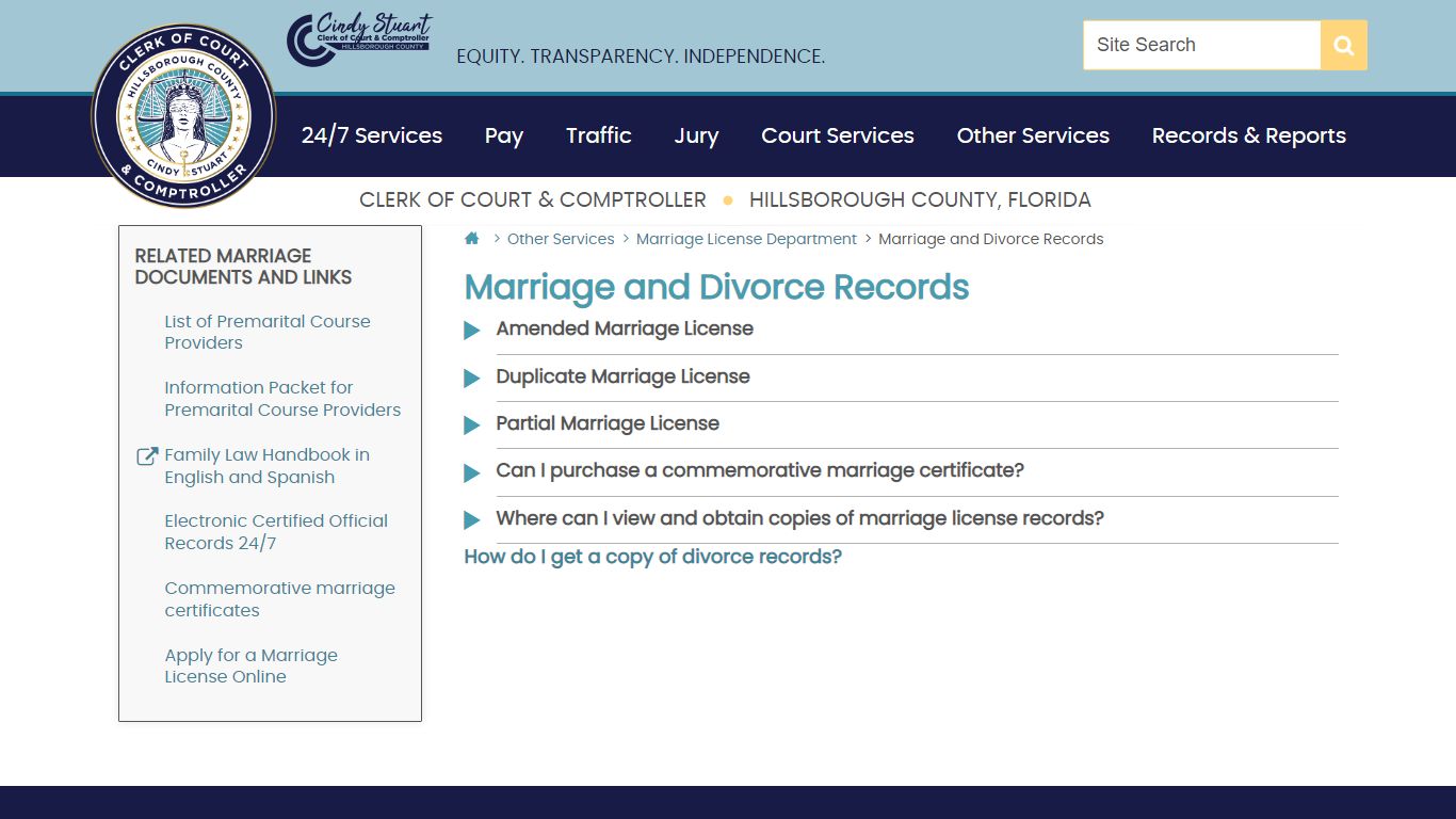 Marriage and Divorce Records | Hillsborough County Clerk